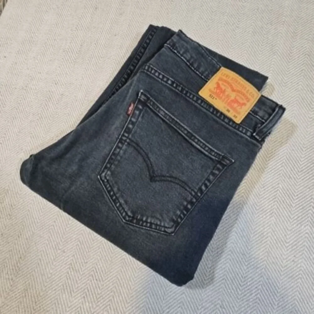 Levi's Jeans Men's W36 L32 Dark Slate‎ Blue Tapered Leg Stretch PC9-04511-5654